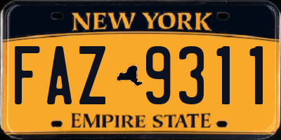NY license plate FAZ9311