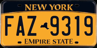 NY license plate FAZ9319