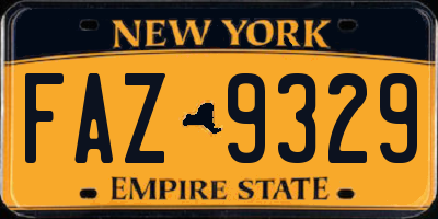 NY license plate FAZ9329