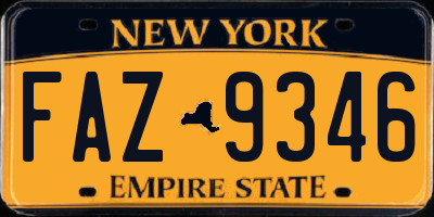 NY license plate FAZ9346