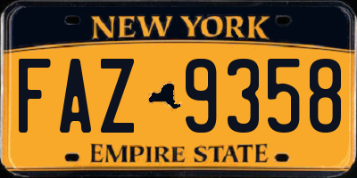 NY license plate FAZ9358