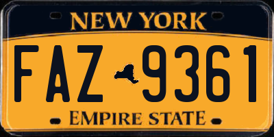 NY license plate FAZ9361