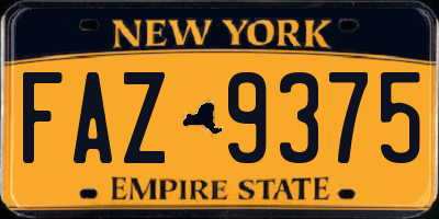 NY license plate FAZ9375