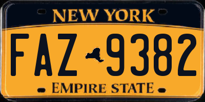 NY license plate FAZ9382