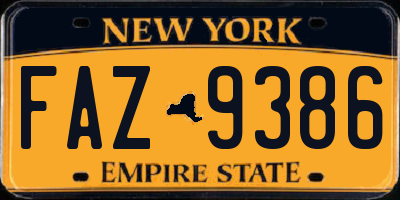 NY license plate FAZ9386