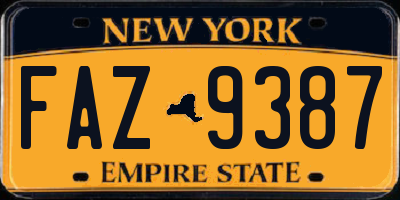 NY license plate FAZ9387