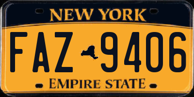 NY license plate FAZ9406