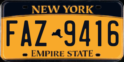 NY license plate FAZ9416