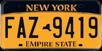 NY license plate FAZ9419