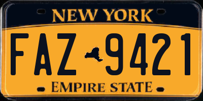 NY license plate FAZ9421