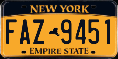 NY license plate FAZ9451