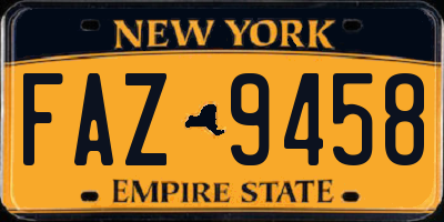 NY license plate FAZ9458