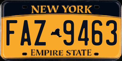 NY license plate FAZ9463