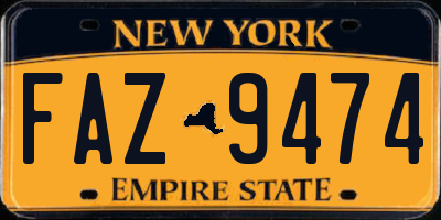 NY license plate FAZ9474