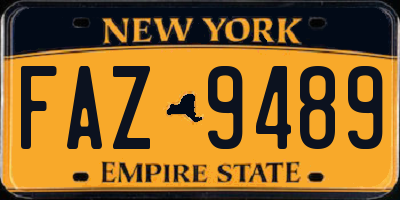 NY license plate FAZ9489
