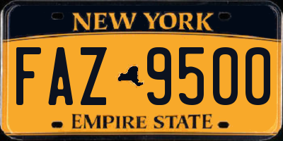 NY license plate FAZ9500