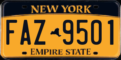 NY license plate FAZ9501