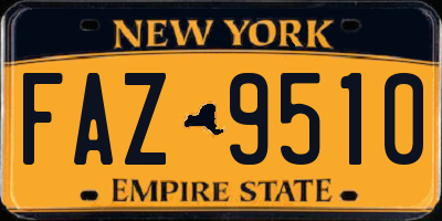 NY license plate FAZ9510