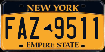 NY license plate FAZ9511