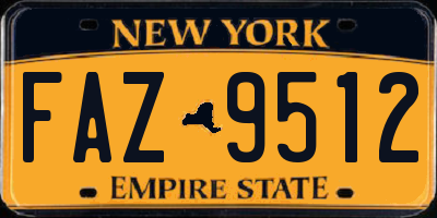 NY license plate FAZ9512