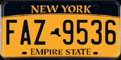 NY license plate FAZ9536
