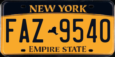 NY license plate FAZ9540