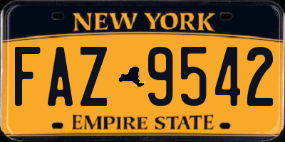 NY license plate FAZ9542