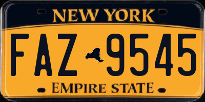NY license plate FAZ9545
