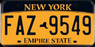 NY license plate FAZ9549