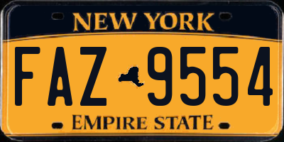 NY license plate FAZ9554