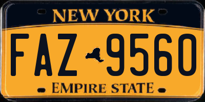NY license plate FAZ9560