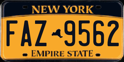 NY license plate FAZ9562