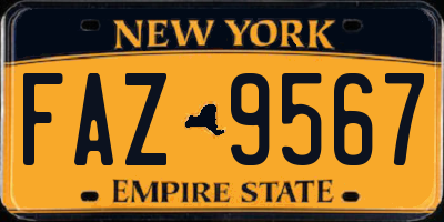 NY license plate FAZ9567