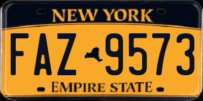 NY license plate FAZ9573