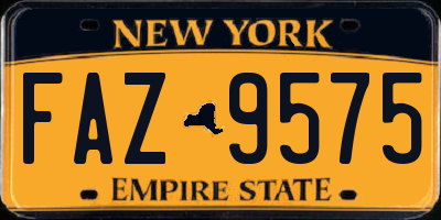 NY license plate FAZ9575