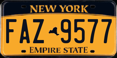 NY license plate FAZ9577