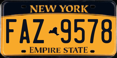 NY license plate FAZ9578