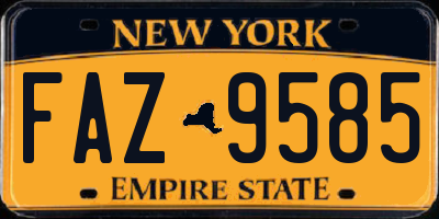 NY license plate FAZ9585