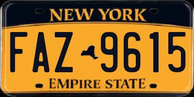 NY license plate FAZ9615