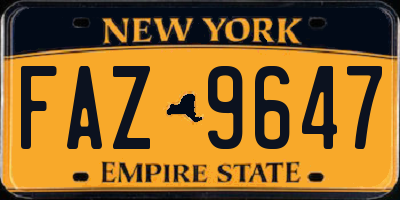 NY license plate FAZ9647