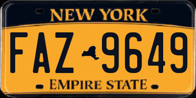 NY license plate FAZ9649