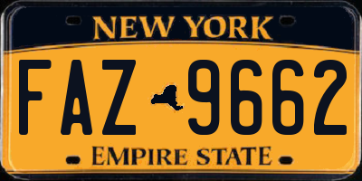 NY license plate FAZ9662