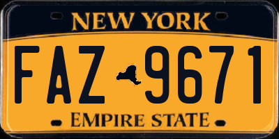 NY license plate FAZ9671