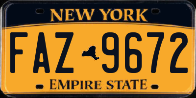 NY license plate FAZ9672