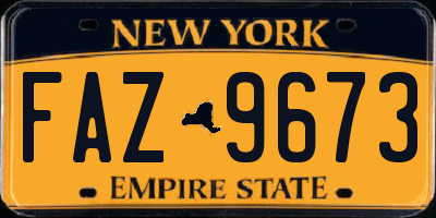 NY license plate FAZ9673