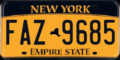 NY license plate FAZ9685