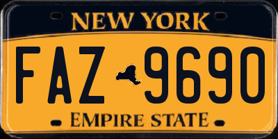 NY license plate FAZ9690