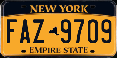 NY license plate FAZ9709