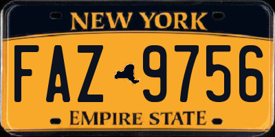 NY license plate FAZ9756
