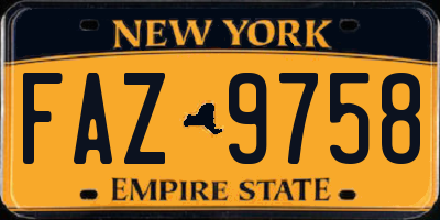 NY license plate FAZ9758